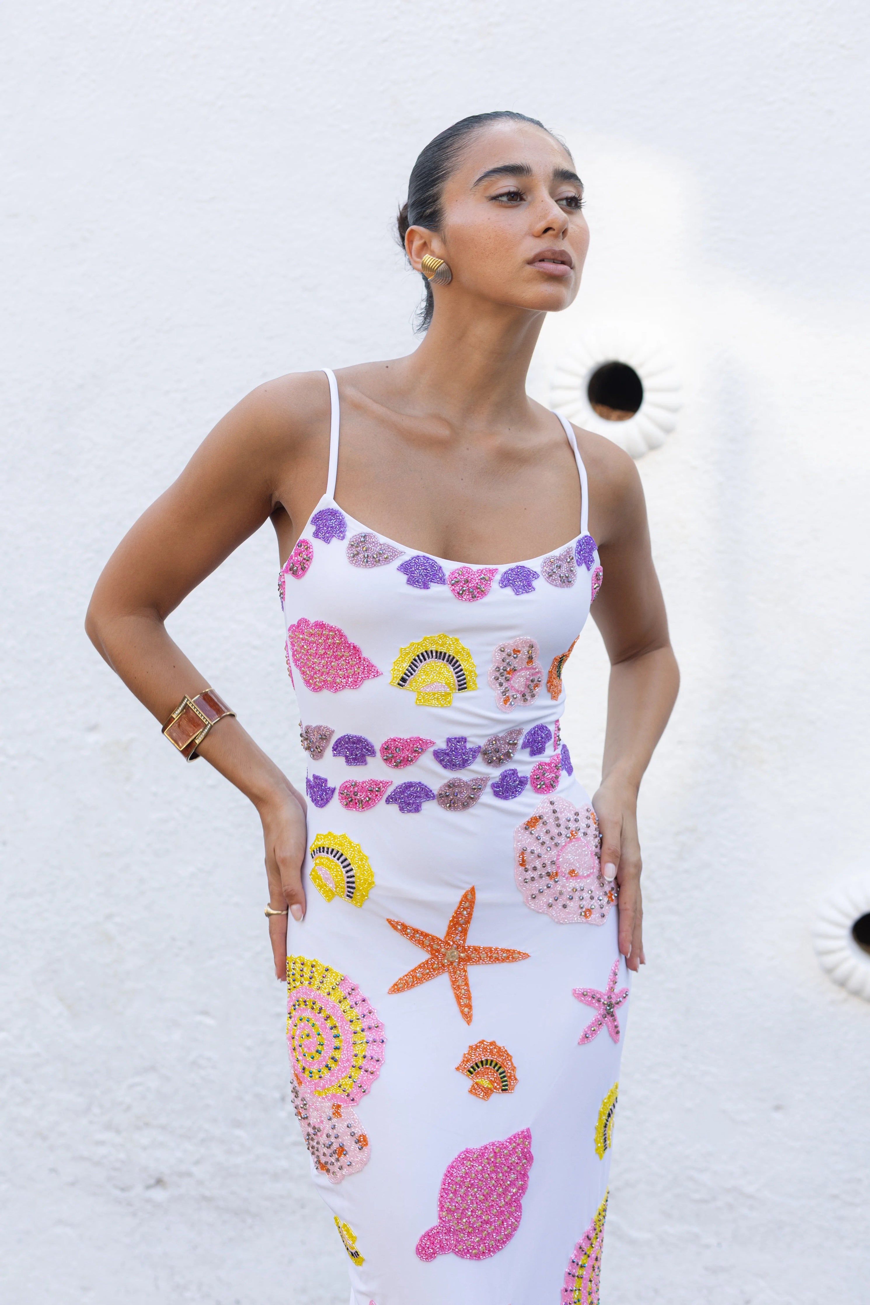New York Strapped Dress in White
