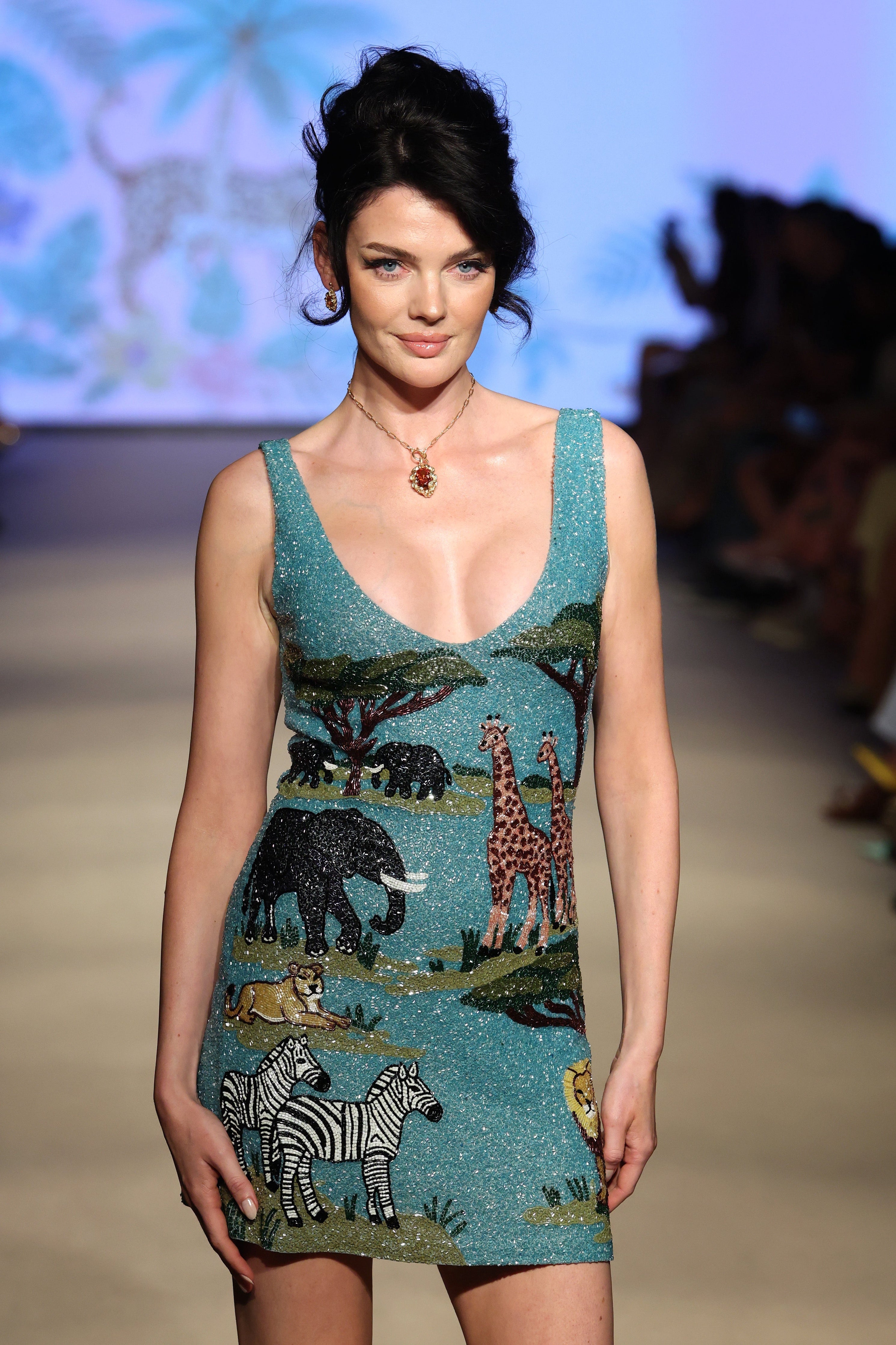 Aqua Savannah Embellished Dress