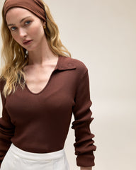 Samantha Long Sleeve Knit Polo