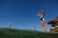 Elektra Racerback Swimsuit High Cut - Blue / Green / Pink