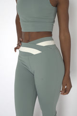 YOGAFLOW WRAP WAIST FLARE TROUSERS DUO SOFT SAGE