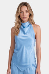 Blue Silk Halter Top the Lady