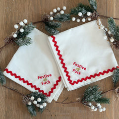 Festive as Fuck Embroidered Napkins | Set 4