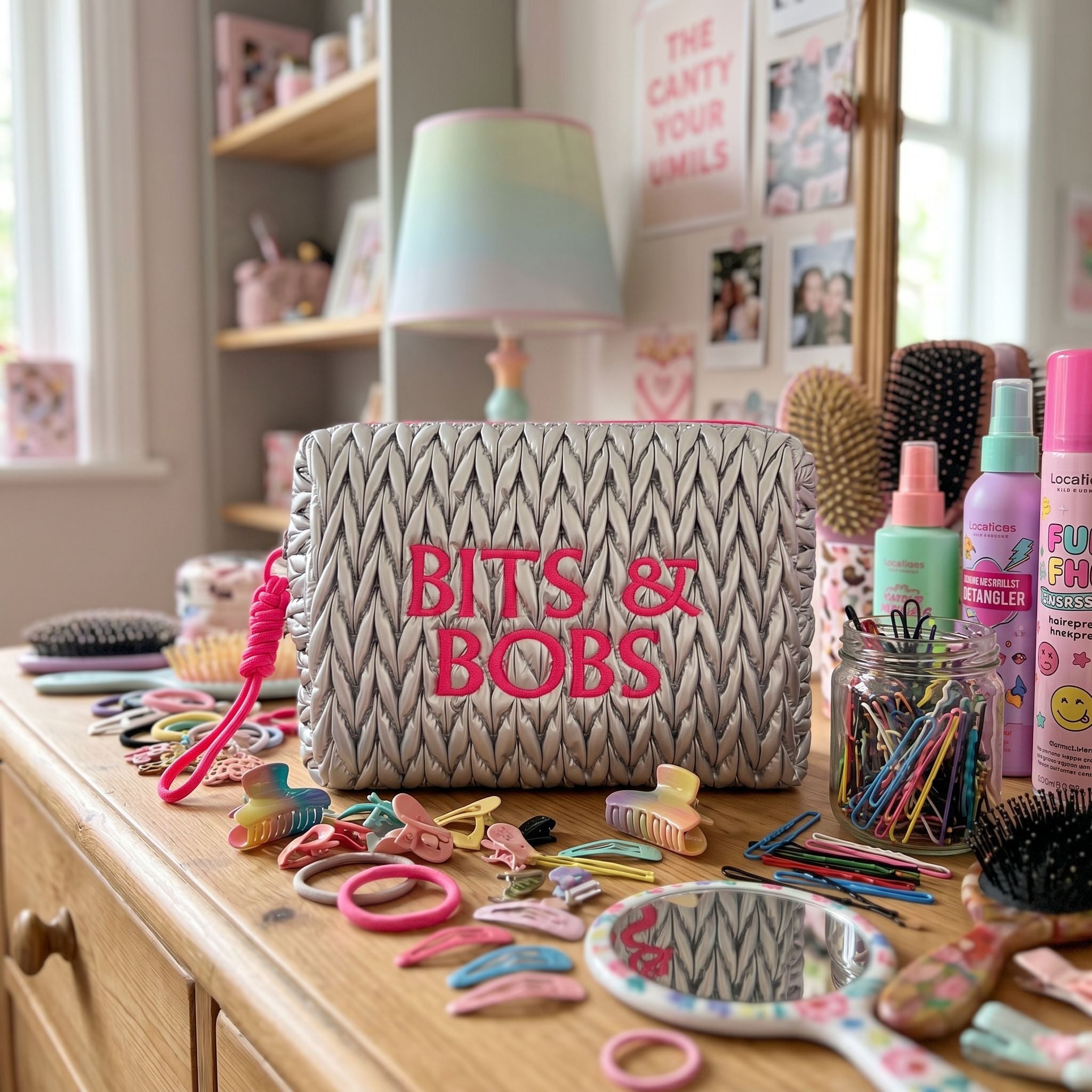 Silver Bits & Bobs Cosmetic Bag