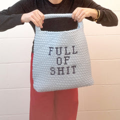 Blue Embroidered Bucket Bag