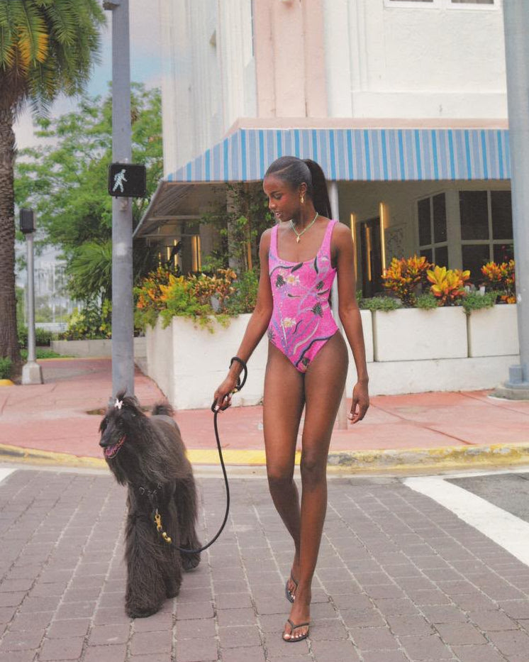 Underwater Golden Fish Pink Swimsuit
