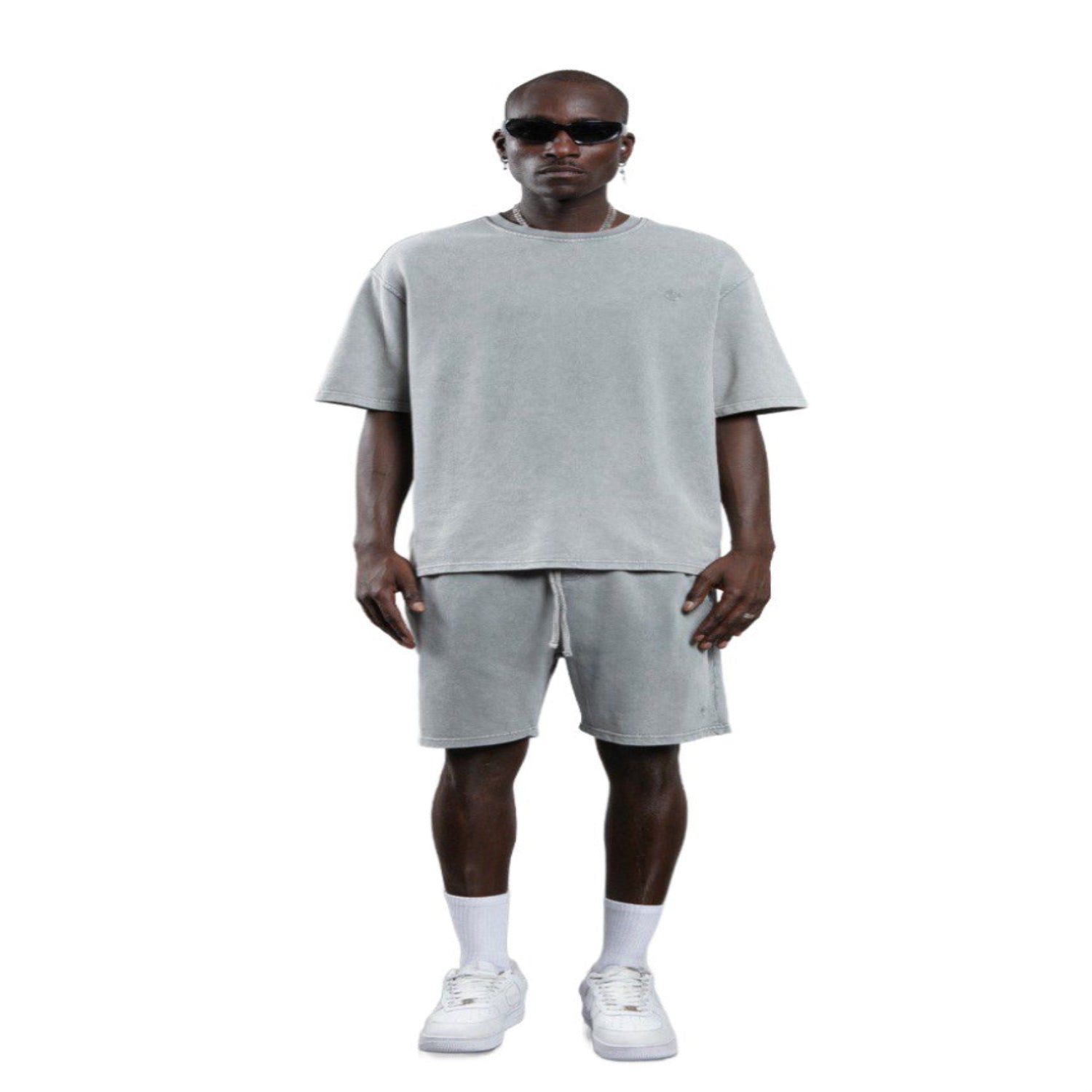 Cotton Casual T-Shirt & Short Set - Grey