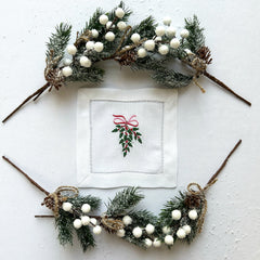 Hanging Holly Christmas Cocktail Napkins | Set of 2