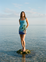Oceanus X Taylor Nunez Island Blue Mini Dress