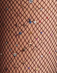 Glitter Fishnet Tights - Black
