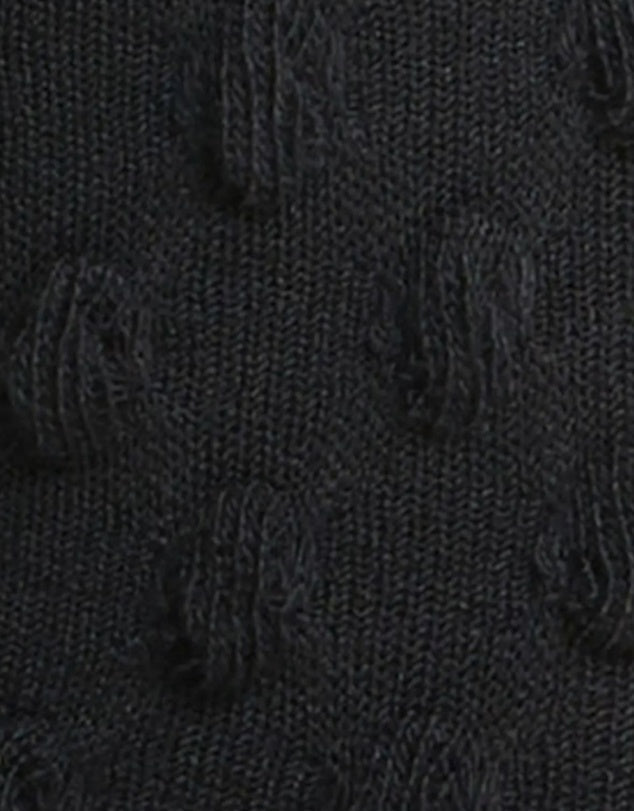 Waffle Combed Cotton Socks - Black