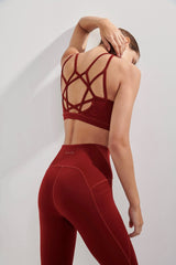 AirRise High Neck Longline Sports Bra - Wine Red