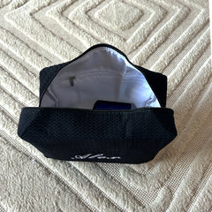 Black Monogramed Waffle Make Up Bag
