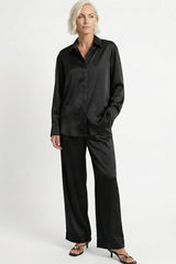 The Lady Silk Shirt Crystal Black