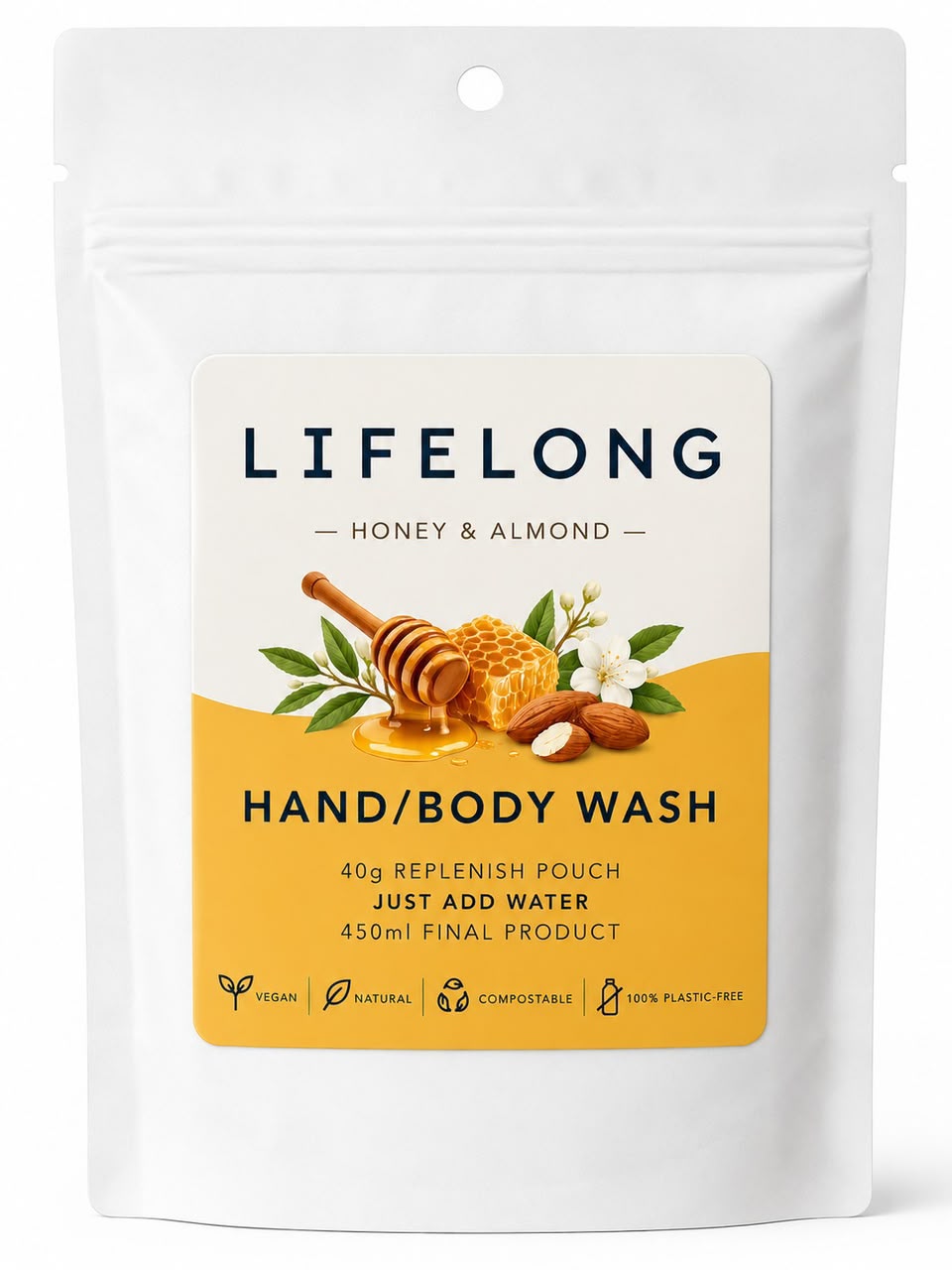Honey & Almond Hand & Body Wash — Replenish Pouch