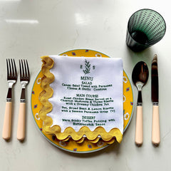 Wedding Menu Linen Napkins - Set of 10