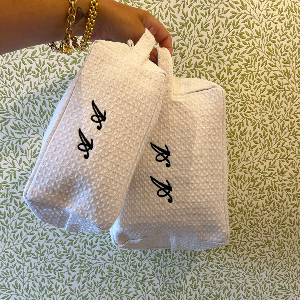 Set of 2 Monogram Quilted Cosmetic Bag