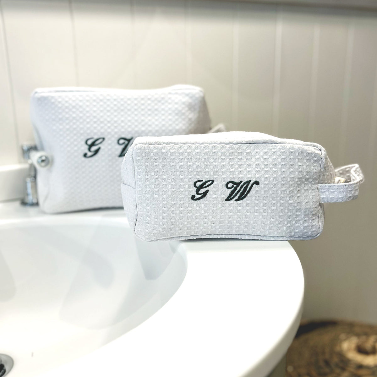Set of 2 Monogram Quilted Cosmetic Bag