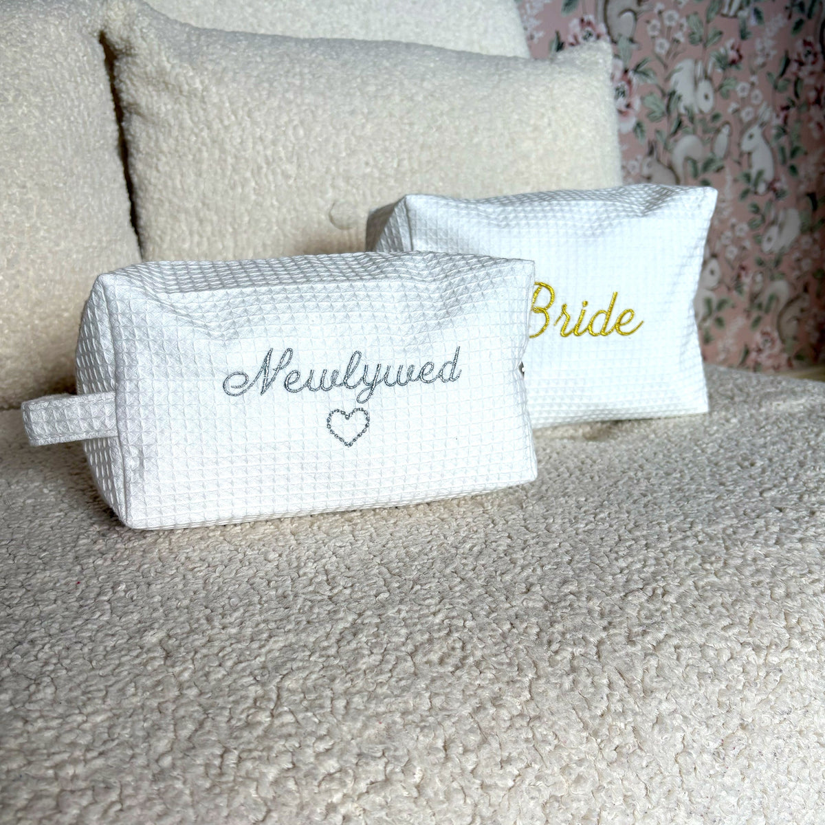 Mrs. Wedding White Waffle Make Up Bag