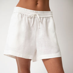 White Heavy Linen Shorts Perfect Days