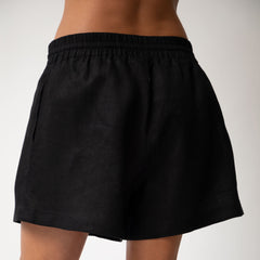 Black Heavy Linen Shorts Perfect Days