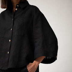 Black Heavy Linen Shirt Perfect Days