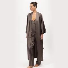 Silk Long Kimono-Style Robe the Lady