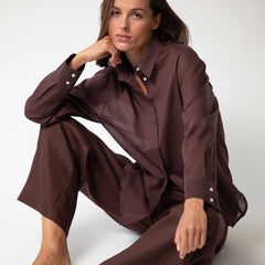 Brown Heavy Linen Wide-Leg Pants Perfect Days