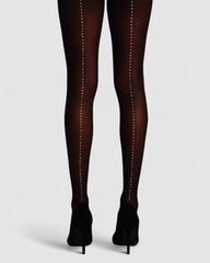 Satellite Crystal Back Seam Opaque Tights