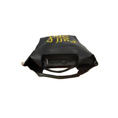 Yellow Vegan Leather Full of Shit Black Shoulder Bag