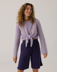 Skraistas: Lilac Silk & Mohair Cropped Cardigan