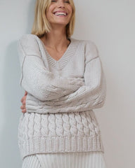 Slėniai: Poppy Red Grey Merino Wool Sweater