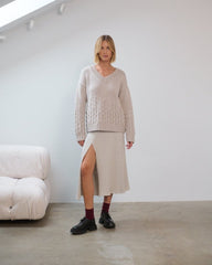 Slėniai: Poppy Red Grey Merino Wool Sweater
