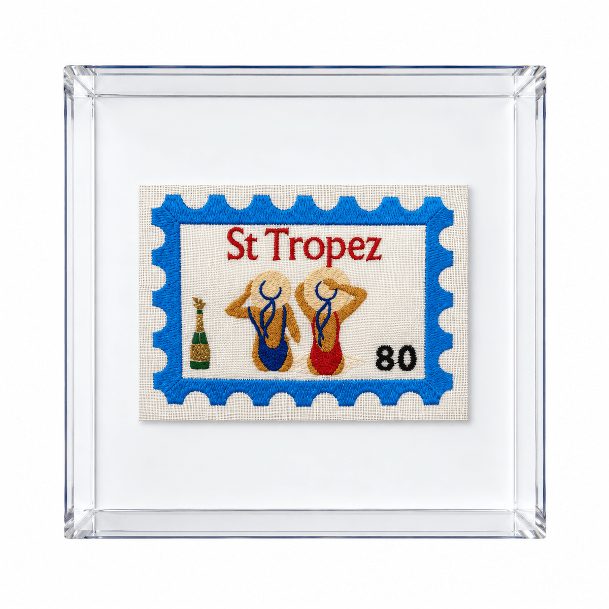 St Tropez Embroidered Postcard Artwork