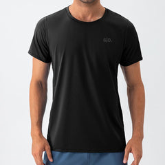 Super Elastic Dark Blue Short Sleeve T-Shirts for Men