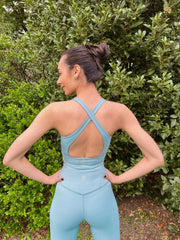 Laurel Cross Back Sports Top Sky Blue