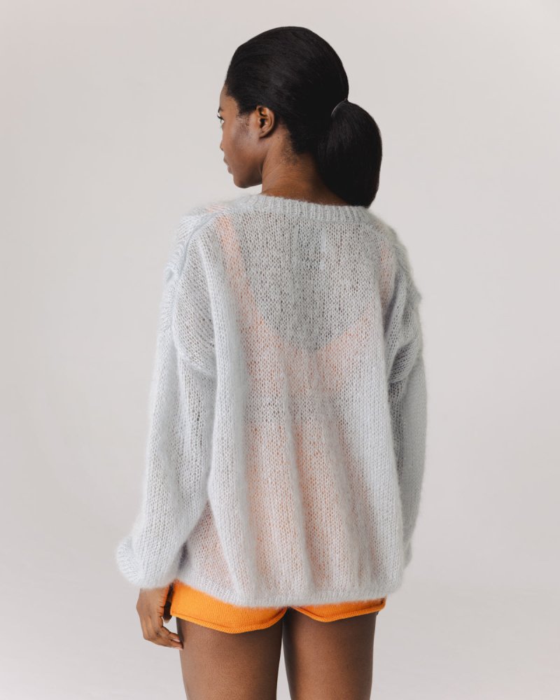 Twisted Erik: Fog Grey Silk Mohair Cardigan