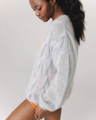 Twisted Erik: Fog Grey Silk Mohair Cardigan