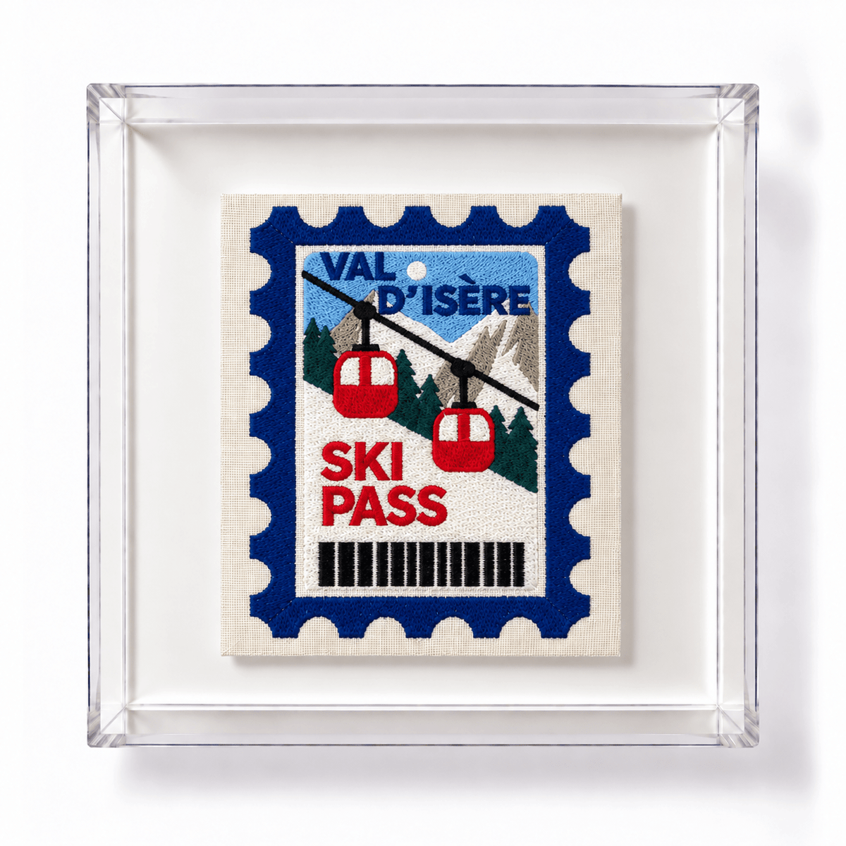 Val D'isere Embroidered Postcard Artwork
