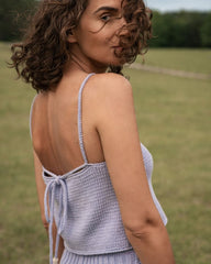 Varpeliai: Silver Grey Cotton Top