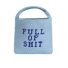 Blue Embroidered Bucket Bag