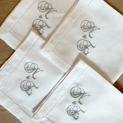 Monogrammed Wedding Cocktail Napkins | Set of 2